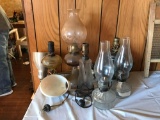 Group of oil lamps and electrified lamps