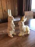 One chalk and one papier-mche bunnies