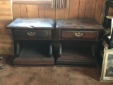 Group of two Pine side tables with drawers