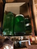 Group of three emerald green storage containers