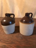Group of 2 vintage miniature crock jugs