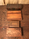 Group of vintage wood boxes