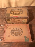2 vintage cigar boxes with contents