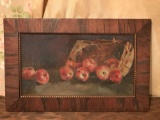 Antique oil painting apple basket