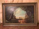 Antique oil painting on board