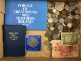 Group of foreign money and coins
