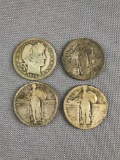 Group of 4 standing liberty quarters 1914 and up