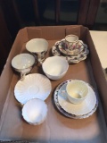 Group of vintage tea cups and saucers