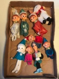 Group of vintage Christmas elf ornaments
