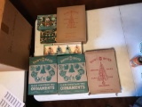 Group of vintage shiny brite Christmas ornaments in original boxes