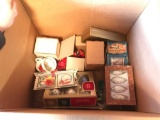Box lot of vintage Christmas ornaments and more