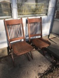 Group of 2 antique wood folding chairs