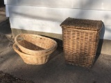 Group of three wicker laundry baskets