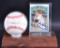 Signed Brooks Robison Baseball Card and Baseball with Display