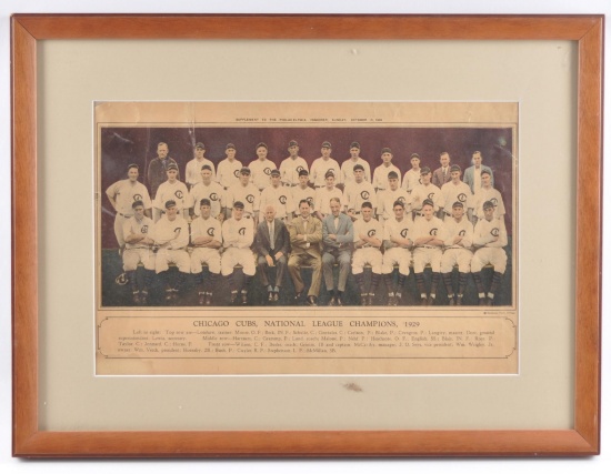 1929 Chicago Cubs National League Champions Newspaper Team Photo