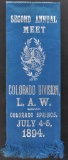 Second Annual Meet of the Colorado Division L.A.W. Colorado Springs July 4-5 1894 Ribbon