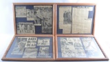 Group of Framed Babe Ruth Newspaper Clippings