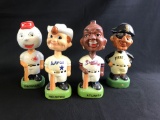 Group of Four vintage MLB mascot Porcelain bobble heads