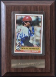 Signed Boston Red Sox Carlton Fisk Baseball Card with Plaque