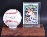 Signed Brooks Robison Baseball Card and Baseball with Display