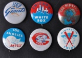 Group of 6 1950's-60's MLB Pinbacks