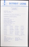 December 23-24th 1965 Detroit Lions Rooming List at the Drake Hotel in Chicago Il.