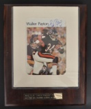 Signed Walter Payton Photo on Wood Plaque
