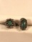 Pair of sterling silver & malachite rings