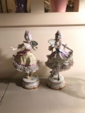 Group of two porcelain Victorian women figurines