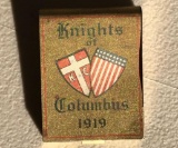 1919 Knights of Columbus metal match book holder
