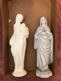 Group of two porcelain Virgin Mary statues