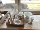 Group of vintage milk glass items