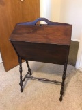 Vintage wood side table with cabinet
