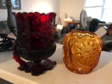 Two colored glass pieces