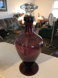 Purple glass wine decanter