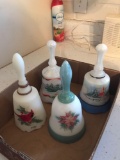 Geoup of four Fenton handpainted Christmas bells