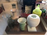 Box lot of glass vases and dishes