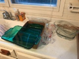 Group of pyrex and anchor hocking dishes