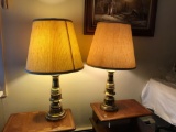 Group of two brass table lamps