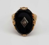 10k Gold Onyx Diamond Ring
