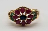 14k Gold Pink Sapphire and Chrysoprase