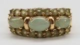 14k Gold Jade and Peridot Ring