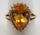 10k Citrine and Diamond Ring