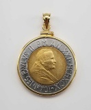 500 Lire Coin Pendant in 14k Gold Setting