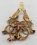 14k Gold Pendant with Ring Charms