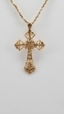 14k Gold Chain and Cross Pendant