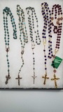 Group of Blue and Purple Rosaries