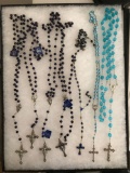 Group of Blue Bead rosaries