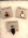 3 sterling silver slide pendants