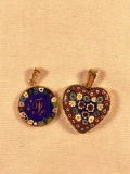 Pair of sterling Italian Millefiori pendants